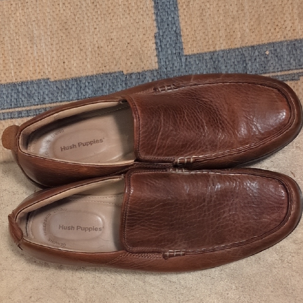 Hush Puppies Brown Leather Loafers Classic Slip-Ons